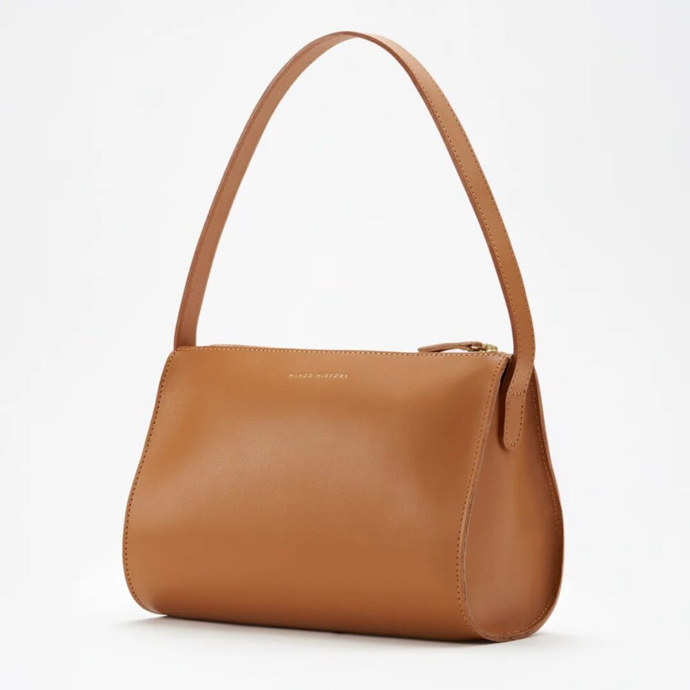 Minor History small brown leather purse, The Hug Shoulder Bag - Saddle